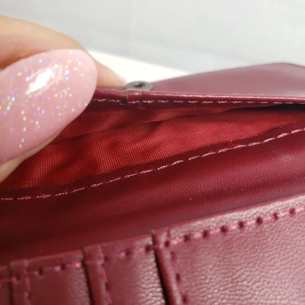 Badgley Mischka Croco Coin Purse Vegan Leather Wine  NWT